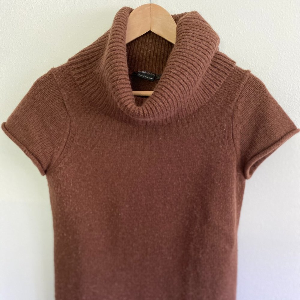 BCBGMaxAzria, M, brown cowl neck ss sweater, EUC